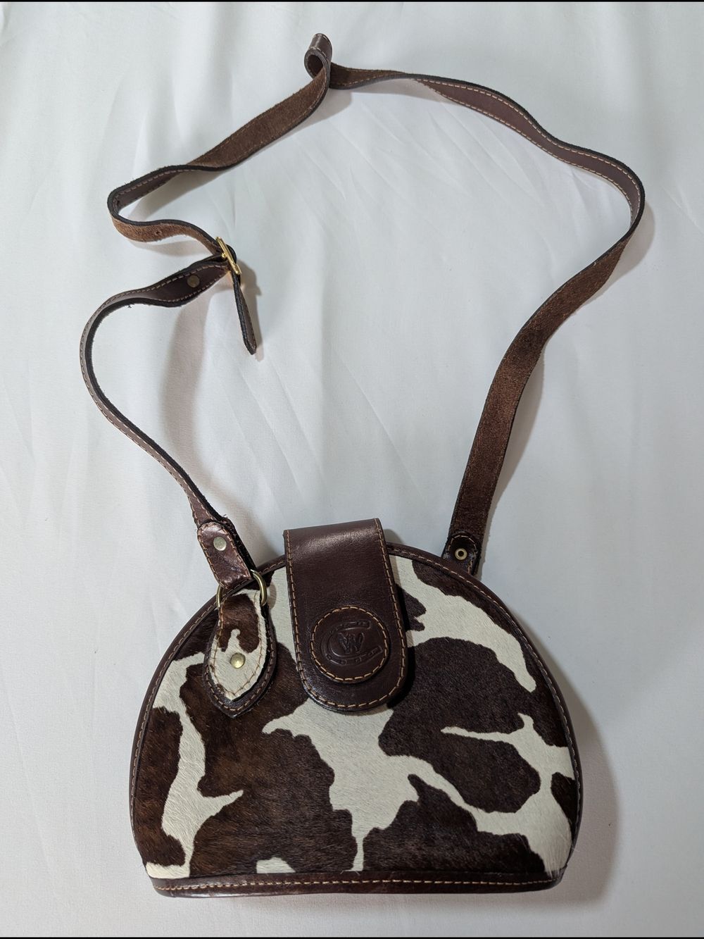 Brown Cowhide Leather Crossbody Bag - Picture 2 of 9